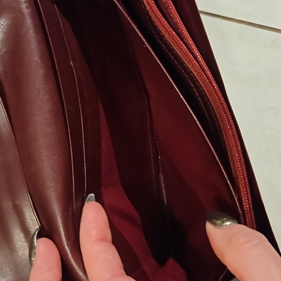 Givenchy Ostrich Leather Burgundy Large Bifold Wallet Gold Logo - Picture 10 of 15